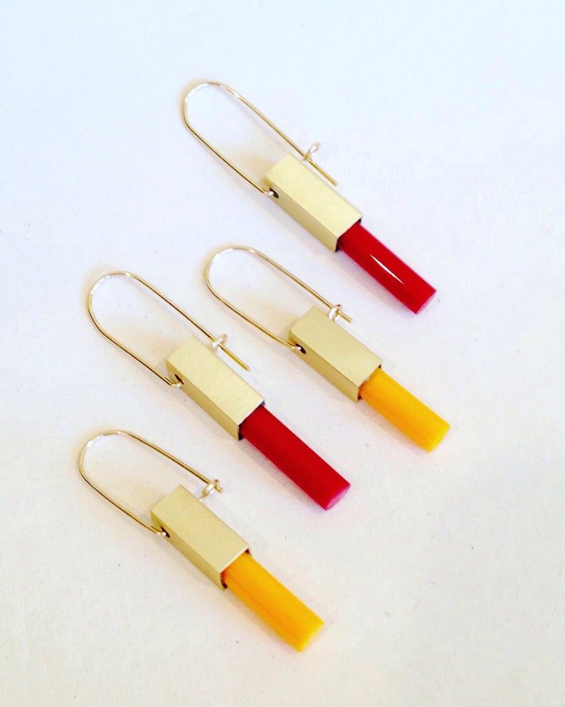 Laser light glass tube drop earrings image 2