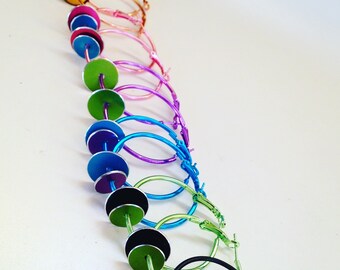 Rainbow Color Saturated Aluminum Hoop Earrings