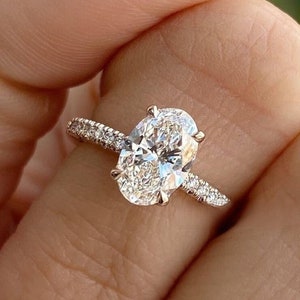 14K Rose Gold Wedding Ring, Moissanite Promise Ring, 1.5 CT Oval Cut Engagement Ring, Anniversary Gift, Ring for Her, Dainty Birthday Gift