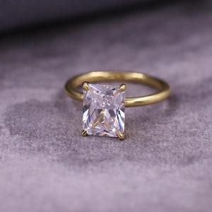 Radiant Cut Lab Grown Diamond Ring, Classic Engagement Ring, 14K Solid Gold Wedding Ring, IGI Certified Solitaire Diamond Anniversary Ring.