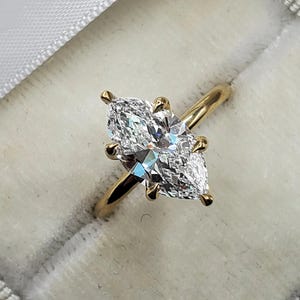 Marquise Cut Lab Grown Diamond Ring, IGI Certified Solitaire Engagement Ring, 14k Solid Gold Wedding Ring, Six Prong Set Bridal Gift for Her