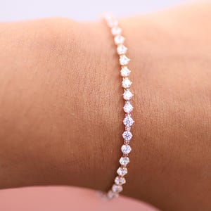 Classic Diamond Tennis Bracelet, Dainty Gold Diamond Bracelet, Minimalist Wedding Jewelry, Perfect Mothers Day Gift, Cubic Zirconia Bracelet