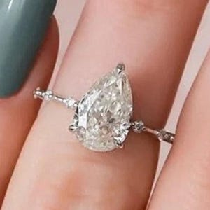 Pear Cut Lab Diamond Ring, Pear Shape Hidden Halo Ring, Classic Pear Diamond Ring, Gorgeous Wedding Ring, Anniversary Gift, Ring for Women.