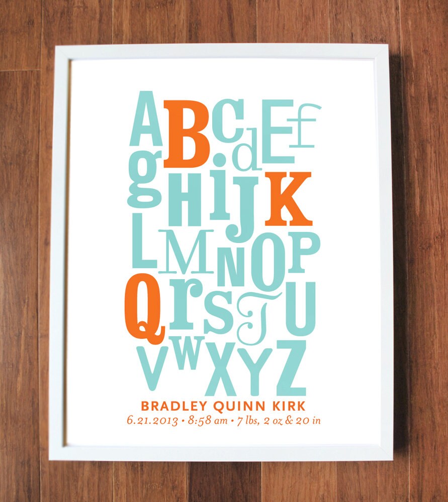 Alphabet print with initials CUSTOM LARGE Etsy