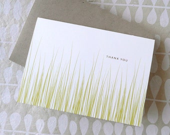 Fresh Cut Grass thank you notes cards personalized stationery, natural, green, DIGITAL FILE