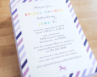 Bridal shower invitation with stripes, DIGITAL FILE