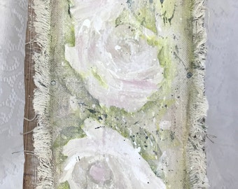 Handbemalte Rosen Blumen auf Geretteten Scheune Holz Bauernhaus Primitive Prim Decor