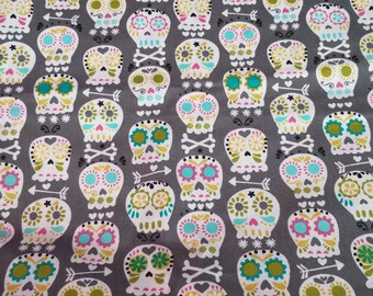 2+ Yards Michael Miller Bone Head Fabric in Gray OOP