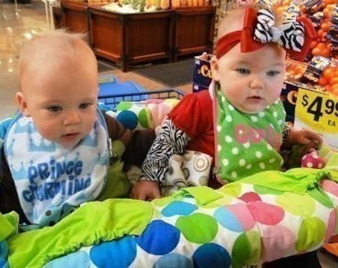 Twin Shopping Cart Cover boutique Reversible Fits ALL Carts Double Seat