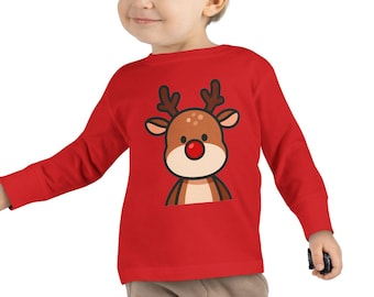 Reindeer Long Sleeve Toddler Shirt Tee, Cute Christmas Shirt Kids