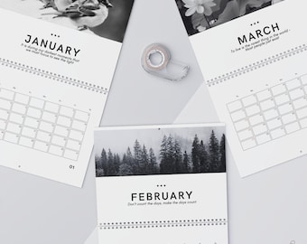 2026 Nature Wall Calendar: Black and White Photography, Inspirational Quotes (11" x 8.5")