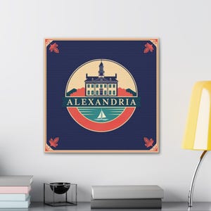 Alexandria, Virginia Canvas Print, Alexandria Wall Decor, Stretched Canvas, .75&quot; Thickness, 8x8 12x12 16x16 20x20, Made in the USA