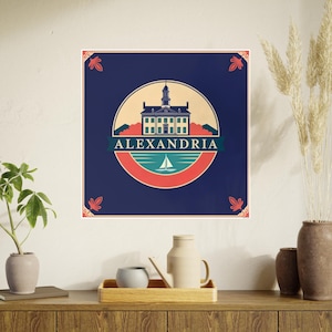Alexandria Virginia Poster, Old Town Paper Print, Virginia Wall Art Decor, 5 Sizes- 10x10, 12x12, 16x16, 18x18, 28x28