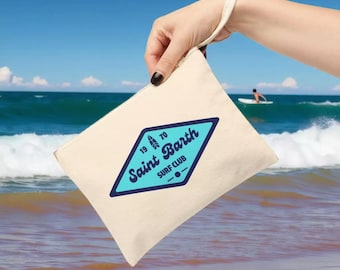Saint Barth Surf Club Canvas Wristlet: Beachy Zipper Pouch