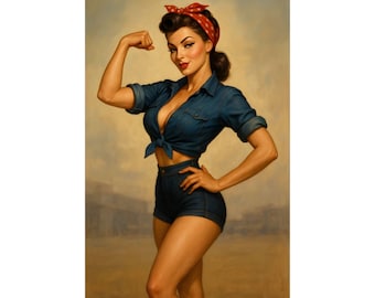 Rosie the Riveter Poster: Retro Feminist WWII Art Print