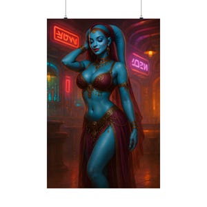 Sci-Fi Twi&#39;lek Dancer Poster: Galactic Bar Scene Pin-Up Art