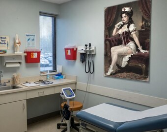 Victorian Nurse Pin Up Poster | Vintage Medical Art | Retro Nurse Wall Decor | Gothic Bedroom Print | Classic Nurse Artwork