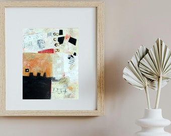 Mixed Media Collage Giclee - Print of Original Painting for Office or Home Decor - Archival Inks - Paper - FREE SHIPPING - gwilson