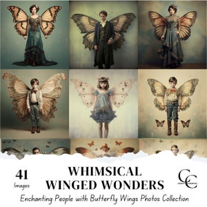 Butterfly Wing People Images: 41 Printable Photos for Junk Journals (Digital Download)