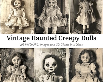 Arte digitale di bambole inquietanti e infestate d'epoca: immagini