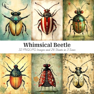 32 wunderliche Käfer Bilder, Käfer Insekt, druckbare Bilder, Papiermodelle, Scrapbooking, Journaling, Hohe Qualität, digitaler Download, CU