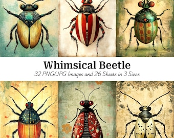 Whimsical Beetle Images: Scrapbooking & Paper Craft (Digital Download)