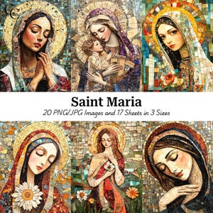 20 Illustrazione di Santa Maria, Madre Maria, Vergine Maria, Immagini stampabili, Artigianato di carta, Album di ritagli, Diario, Alta qualità, Download digitale, CU