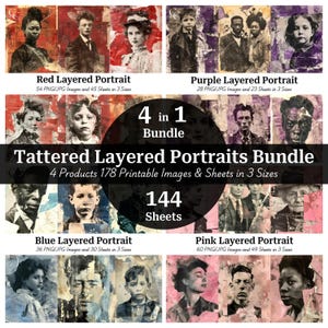 Tattered Vintage Ephemera Bundle, Distressed Layered Images, Junk Journal Digital Download