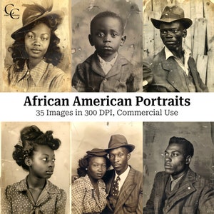 35 immagini stampabili di ritratti di afroamericani d'epoca, afroamericani, effimeri, lavori di carta, diario di scarto, album di ritagli, alta qualità, CU