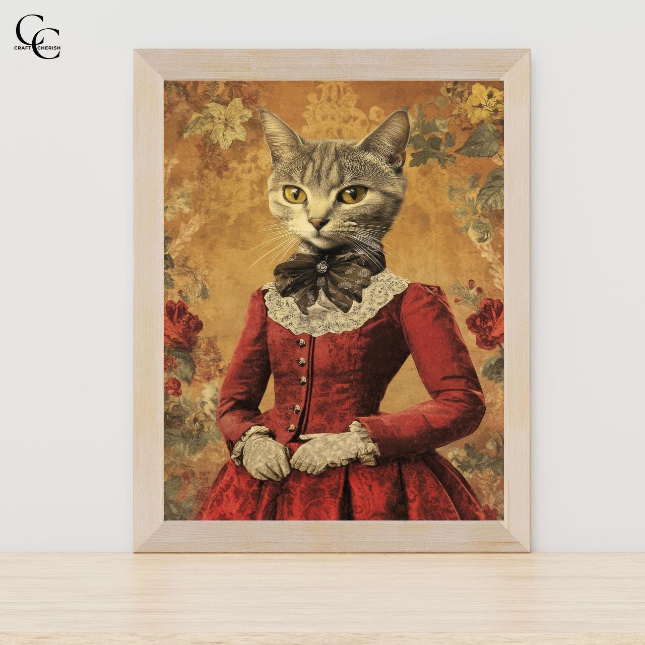 Victorian Cat Ephemera Printable, Dressed Cat Lady Images, Junk