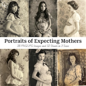 38 immagini di ritratti vintage di future mamme, raccolta di foto di donne incinte, lavori di carta, diario di scarto, album di ritagli, alta qualità