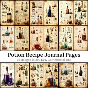 Pagine del diario delle ricette delle pozioni delle streghe: materiale effimero della Dark Apothecary (download digitale)