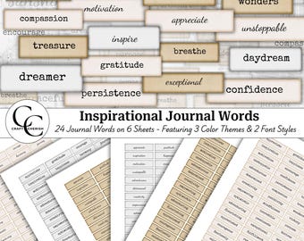 Inspirational Journal Words: Printable Ephemera Embellishments (Digital Download)