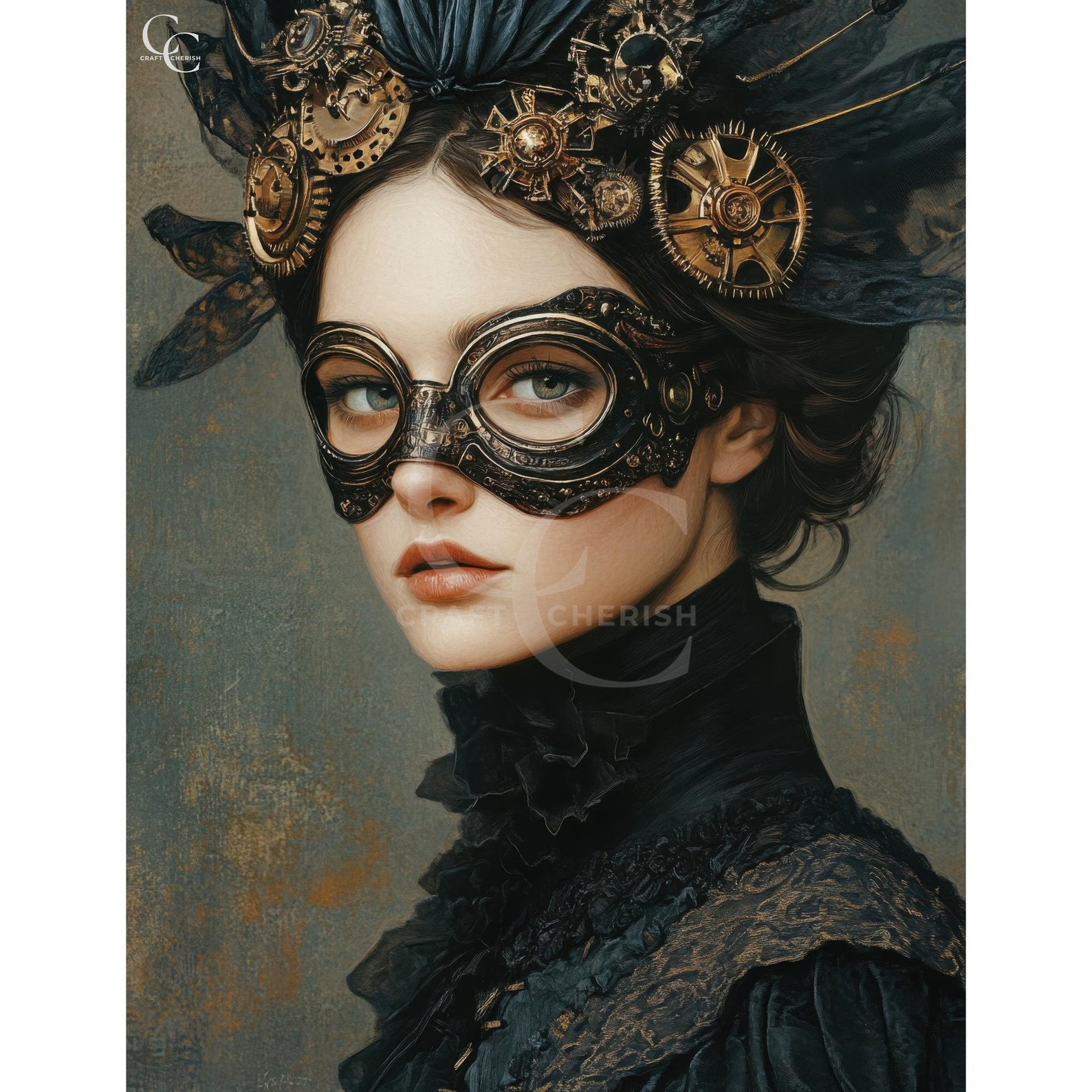 33 Steampunk Mechanical Masked Woman Printable Images for Junk Journals ...