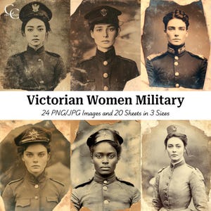 24 Viktorianische Frauen Militär Porträt Vintage Alte Armee Lady Offizier, Papierwesen, Vintage Collage, Junk Journal, Scrapbook, digitaler Download