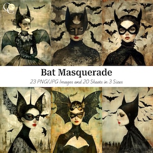 23 Gotycka Kobieta Masquerade Obrazy Do Wydrukowania, Surrealistyczne Kobiety, Papierowe Rękodzieło, Dzienniki Śmieciowe, Albumy, Pobieranie Cyfrowe, Wysoka Jakość, CU