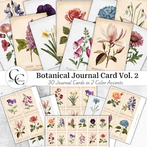 Botanical Journal Card Vol. 2, Vintage Botanical Illustration, Antique Flower ATC Print, Floral Ephemera Sheet, Floral Art Card, Scrapbooks
