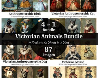 Victorian Animals Digital Art Bundle: Anthropomorphic Images for Junk Journals (Digital Download)