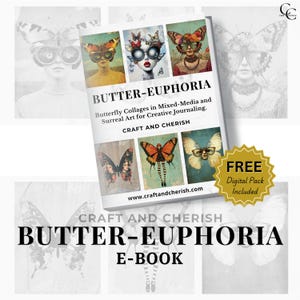 Livre électronique Butter-Euphoria, oeuvres d'art de papillons surréalistes techniques mixtes pour le journaling et le scrapbooking indésirables, éphémères de papillons, conception de papillons fantaisiste
