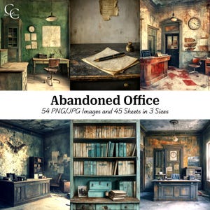 54 imágenes imprimibles de oficinas abandonadas, Polaroid vintage, manualidades de papel, scrapbooking, diario basura, alta calidad, descarga digital