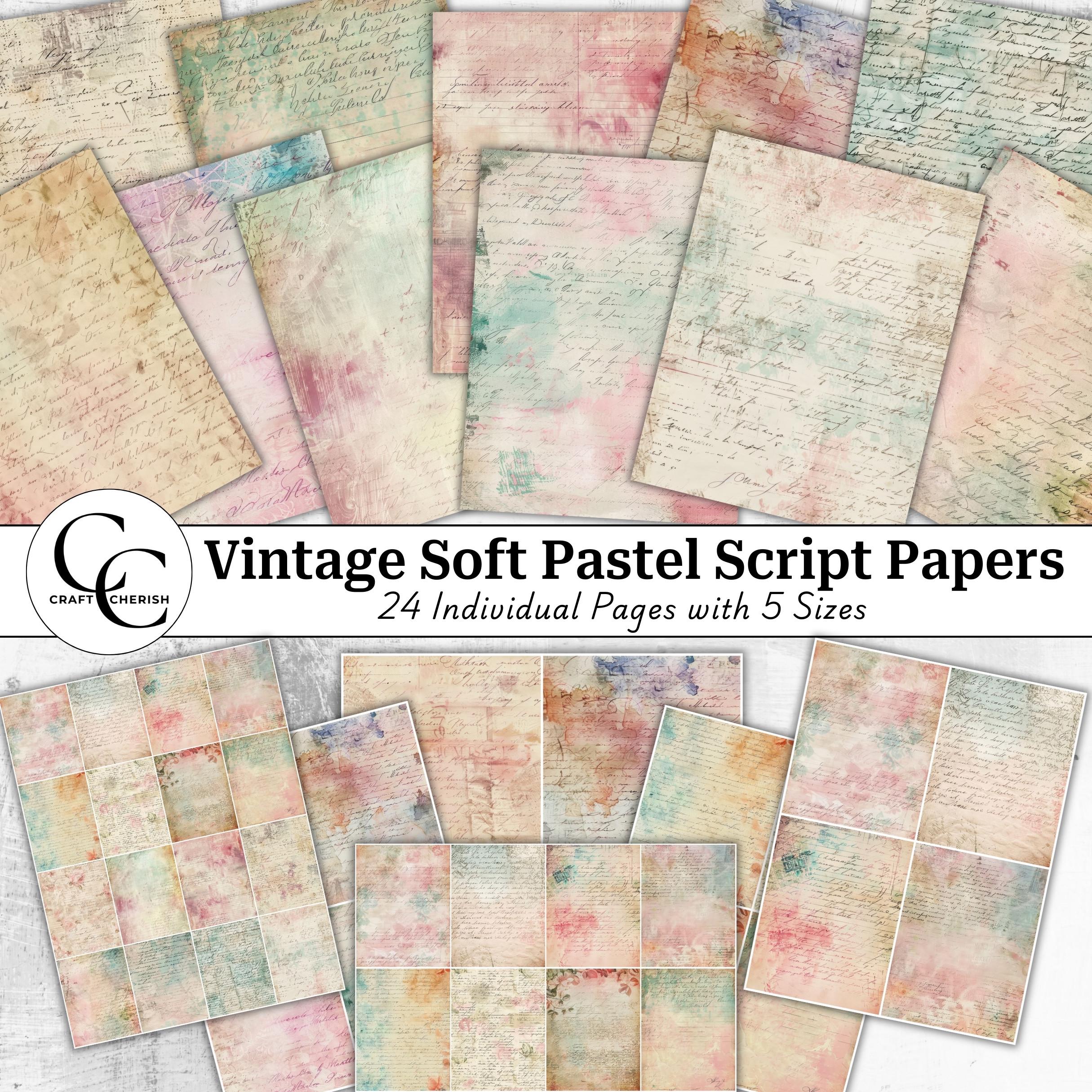 Vintage Pastel Script Paper: Junk Journal Ephemera (digital Download ...
