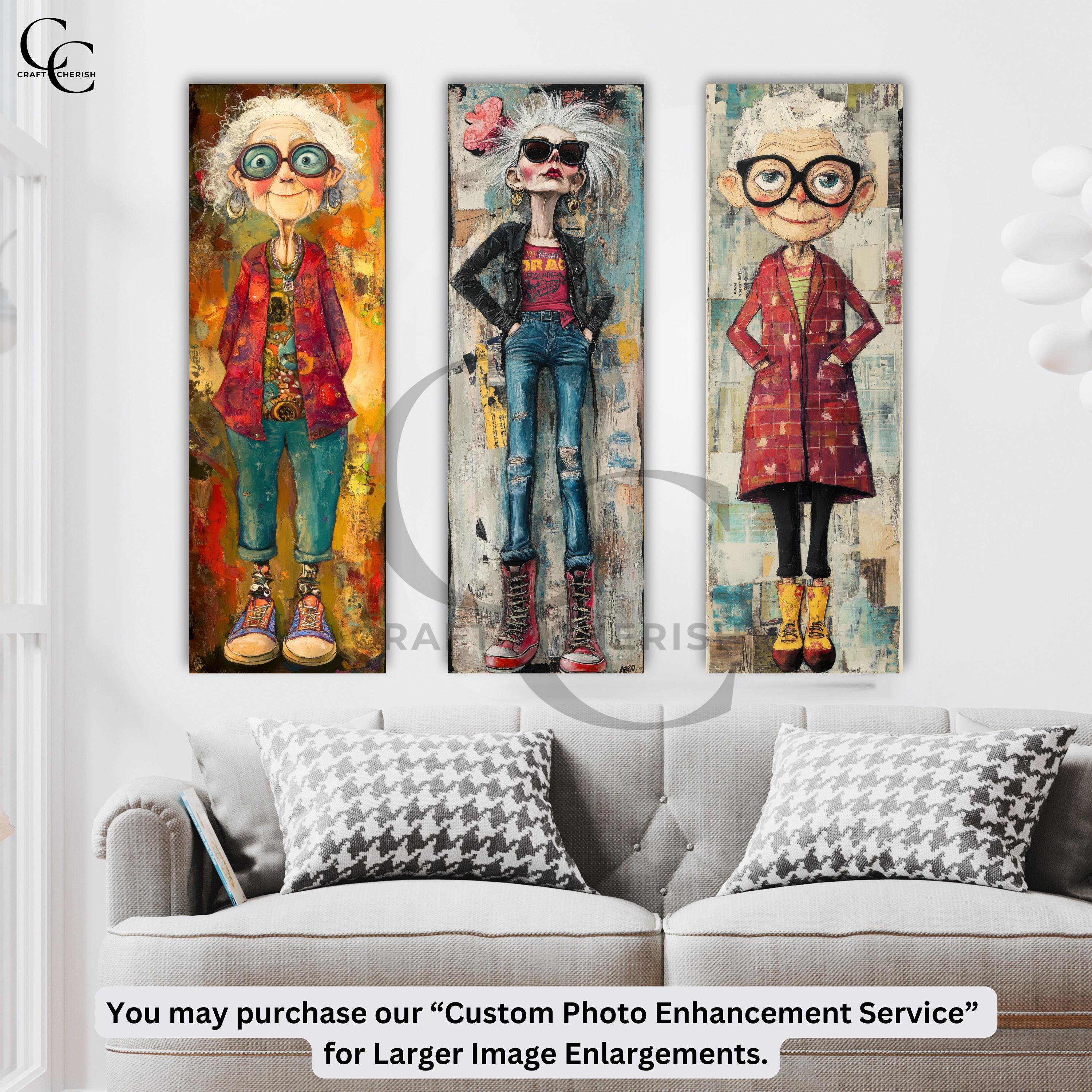 Quirky Old Lady Bookmarks: Funny Grandma Vintage Style Images (digital ...