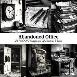 26 imágenes digitales de oficinas abandonadas, oficina vintage, imágenes imprimibles, manualidades de papel, scrapbooking, diario, alta calidad, descarga digital