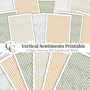 Vertical Sentiments Printable, Inspirational Phrases & Words, Junk Journal Ephemera Sheets, Scrapbook Embellishments, Vintage Ephemera