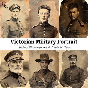 24 Victorian Military Portrait, Vintage Old Army Officer, Collage, Ephemera, Junk Journal, Scrapbook Craft, High Quality, Digital Download