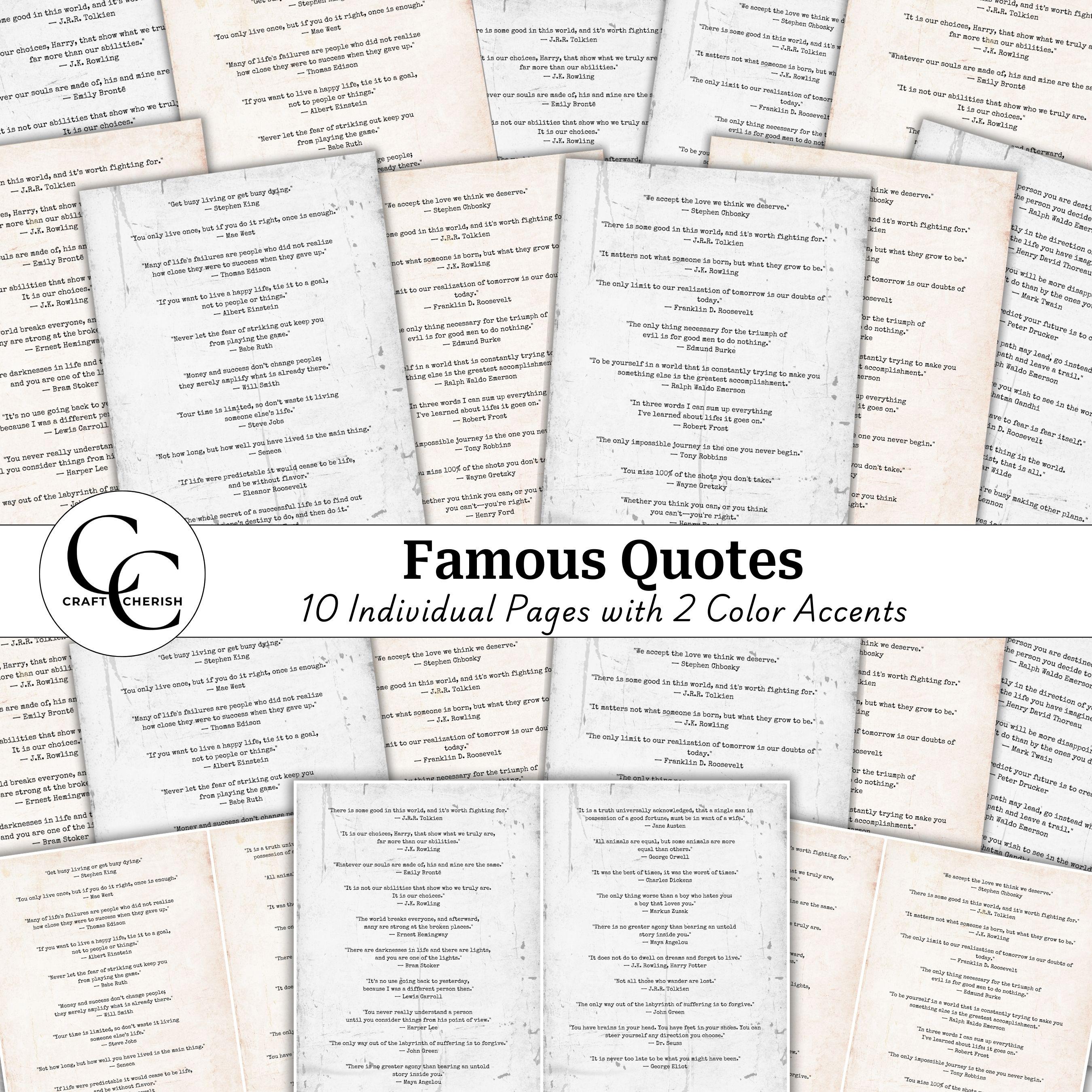 Vintage Famous Quotes Printable Ephemera: Junk Journal Embellishments (Digital Download)