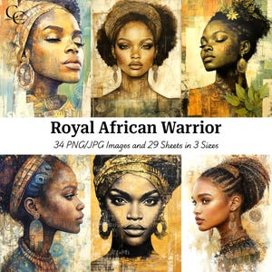African Queen Art: Royal Warrior Printable Images (Digital Download)