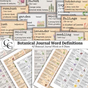 Définitions de mots pour le journal botanique, étiquettes de mots pour dictionnaire botanique, chutes de mots pour le journal des déchets de jardin, feuilles éphémères, téléchargement numérique