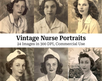 Nurse Junk Journal Printable, Vintage 1920s Portrait Images, Medical Ephemera Digital Download