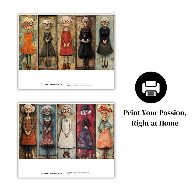 Quirky Victorian Old Lady Bookmarks: 20 Unique Designs (digital ...